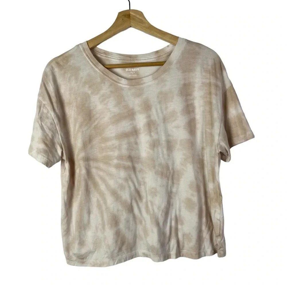 Old Navy Light Brown Tie Dye Crop Short Sleeve T-Shirt M